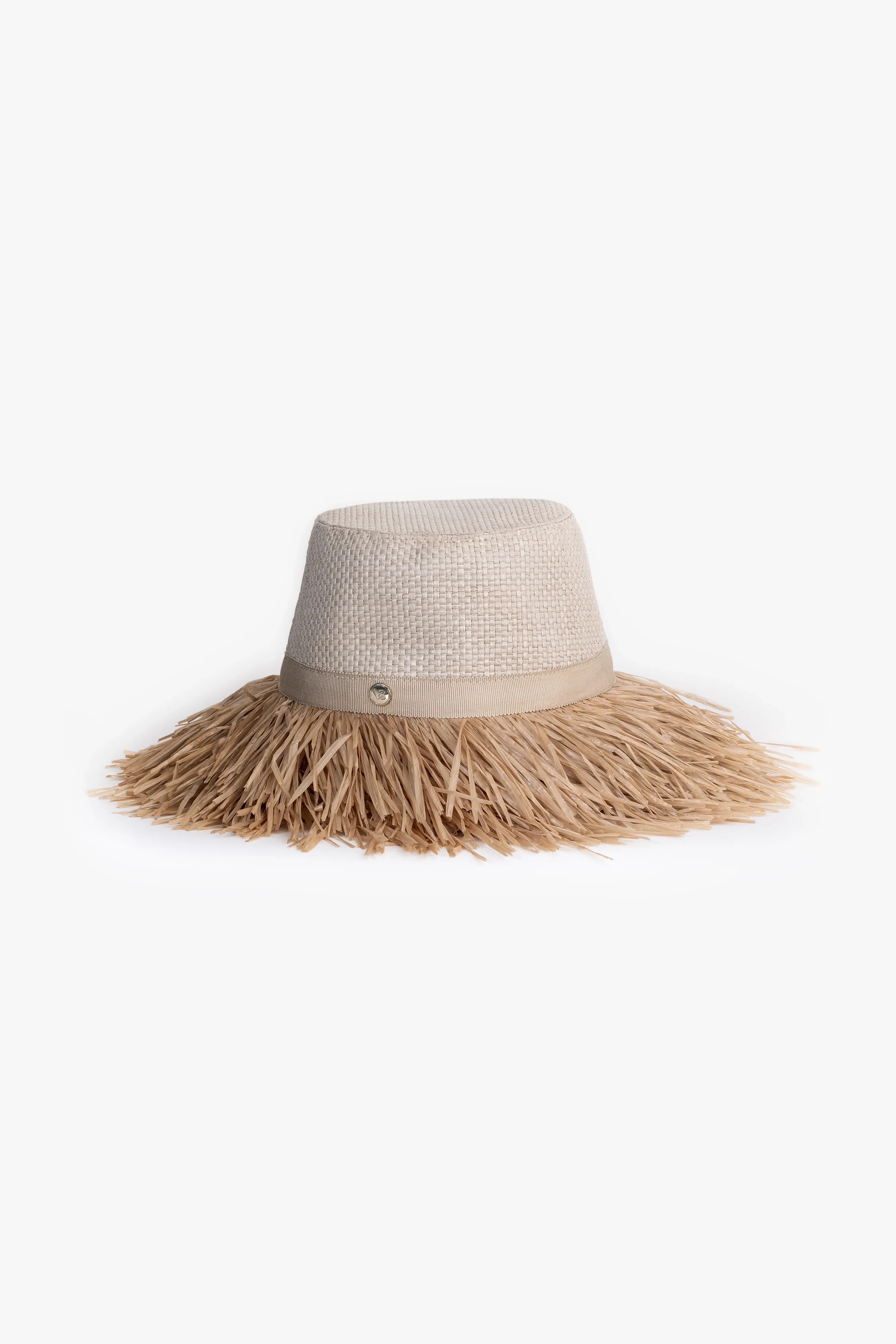WIDE-BRIM HAT WITH RAFFIA FRINGE